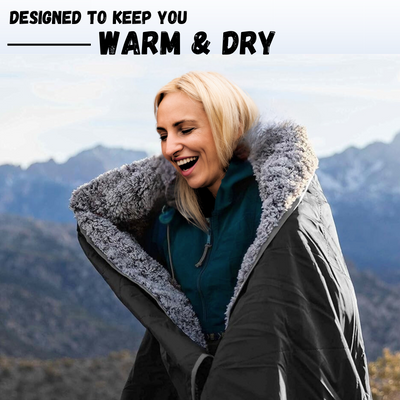 SUITEDNOMAD XL Waterproof Windproof Thick Sherpa Fleece Outdoor and Stadium Blanket