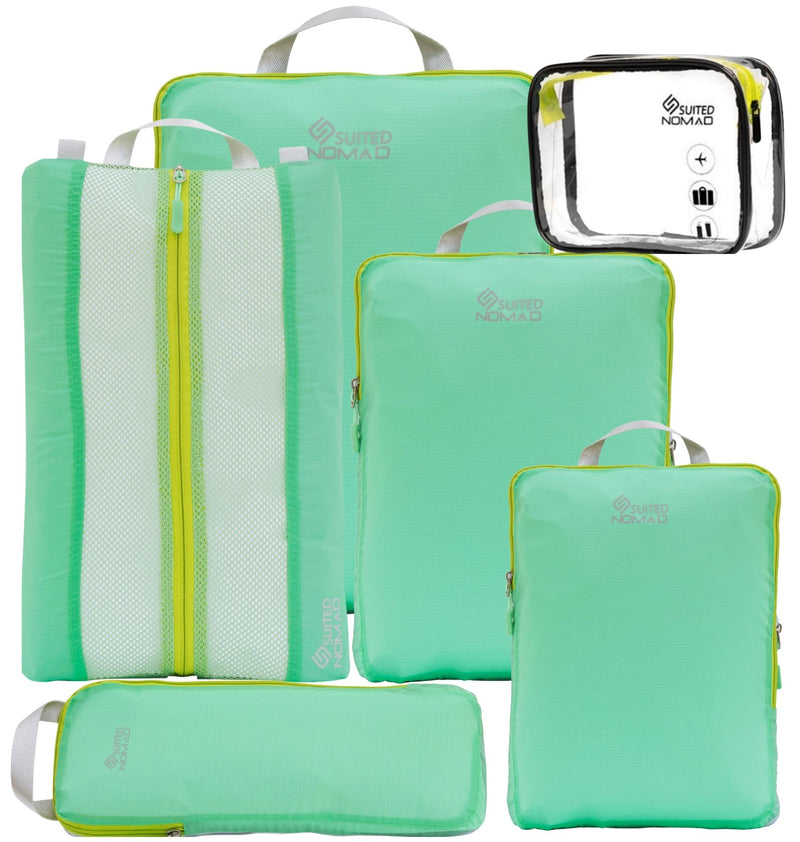 Packing Cube Set of 3 for Travel, Compression Bags Organizer for Luggage /  Backpack, Marrs Green