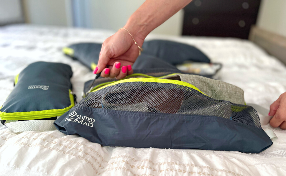 Compression Packing Cubes Set, Travel Organizers with Shoe and Toiletr SuitedNomad